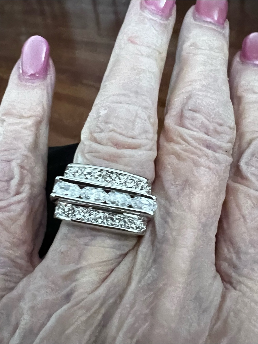 Sterling Multi-Row Clear Crystal Stack Ring - Silver Tone